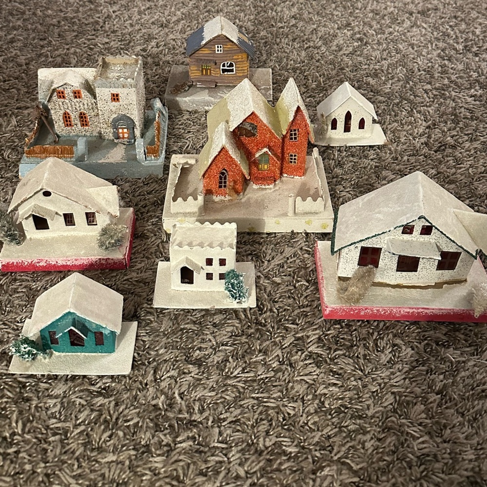 Vintage Putz Christmas Village Set